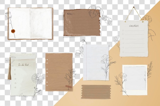Ripped paper png mood board sticker aesthetic stationery set on transparent background