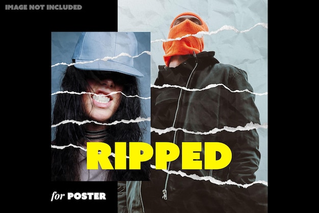 PSD ripped paper poster photo effect