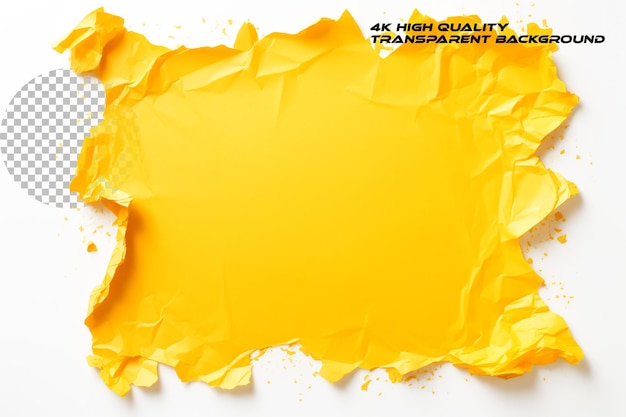 PSD ripped yellow paper with highquality photorealistic details on transparent background