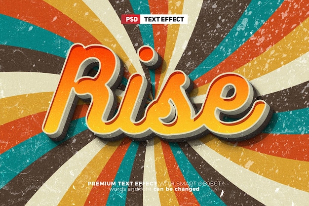 Rise trend retro vintage 3d bewerkbaar teksteffect