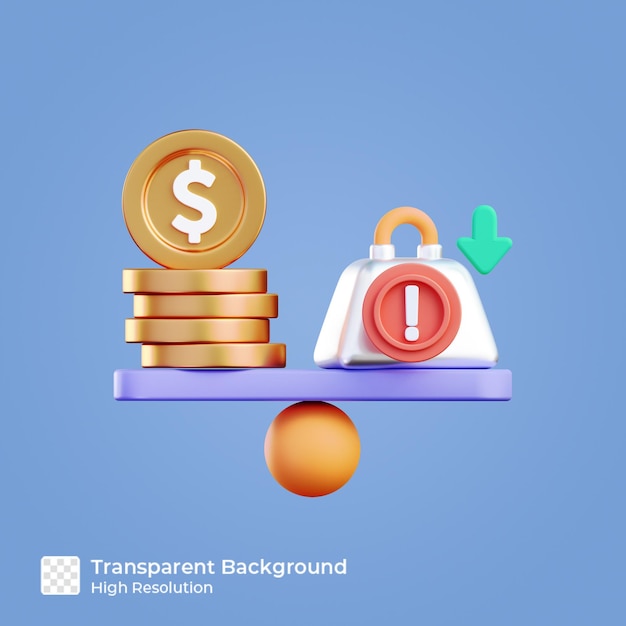 PSD risk management icon 3d render illustration isolated premium psd