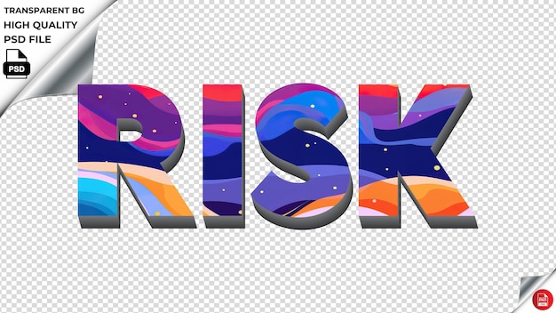 Risk typography flat colorful text texture psd transparent