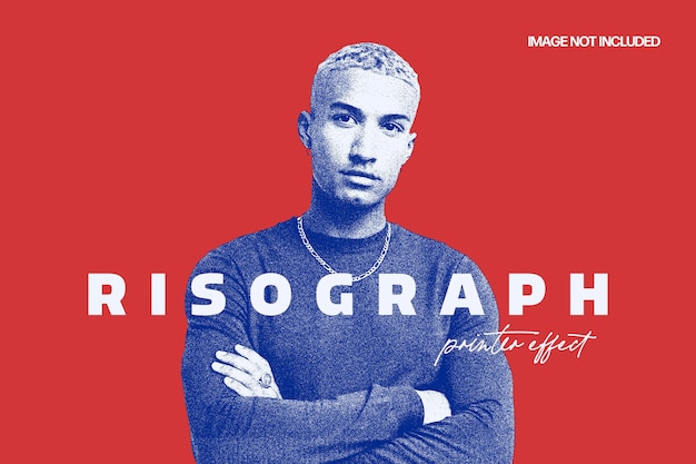 Risograph grain photo effect template
