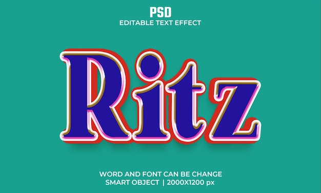 Ritz Psd Efekt Tekstowy 3d W Pełni Edytowalna Wysoka Jakość