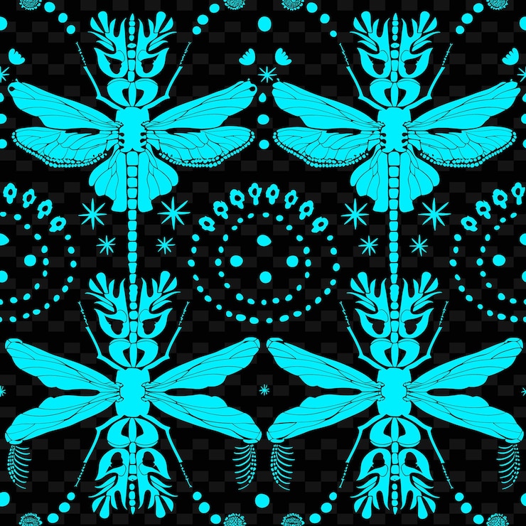 PSD ritzy filigree pattern with kind of dragonfly icon and fine nature inspired abstract outline art