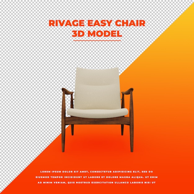 3d изолированная модель кресла rivage easy chair