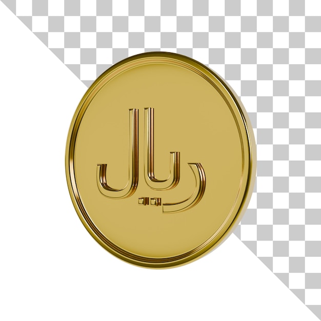 PSD riyal gold coin 3d icon