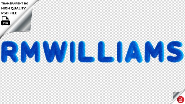 Rmwilliams typography blue fluffy text psd transparent