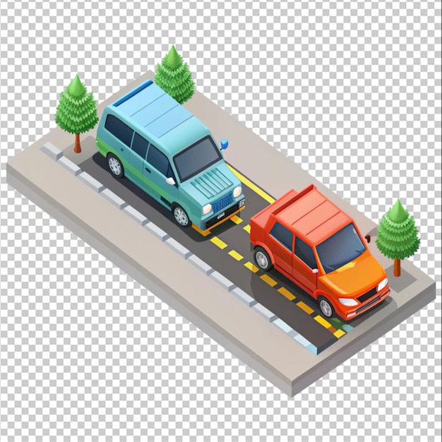 Road accident Isometric Isolated on white background Vector illustration