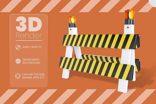 PSD road barrier 3d illustration