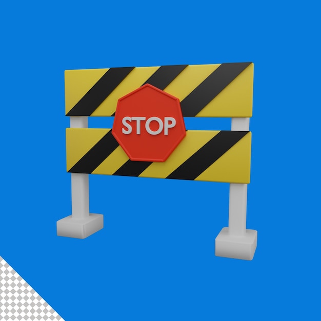 Road block 3d icon op een blauwe achtergrond