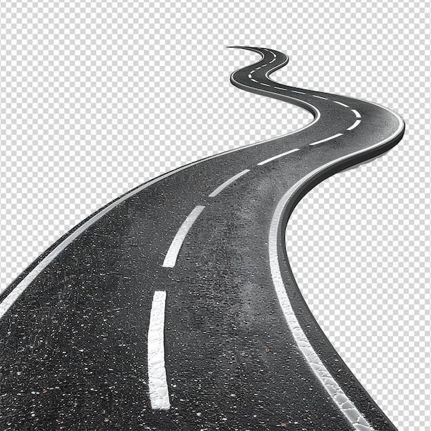 PSD road journey path isolated on transparent background