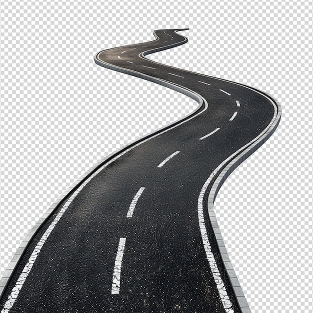 PSD road journey path isolated on transparent background