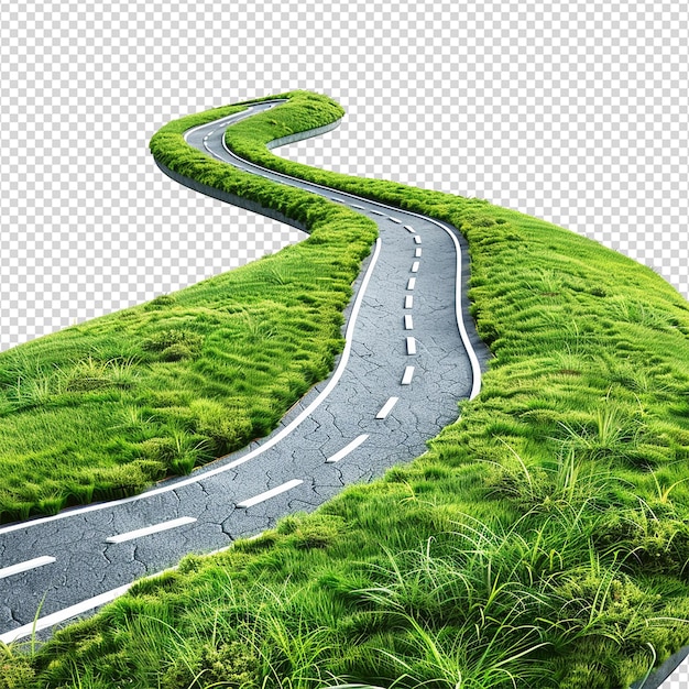 PSD road journey path isolated on transparent background