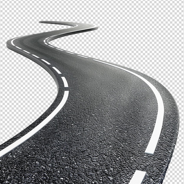 Road journey path isolated on transparent background