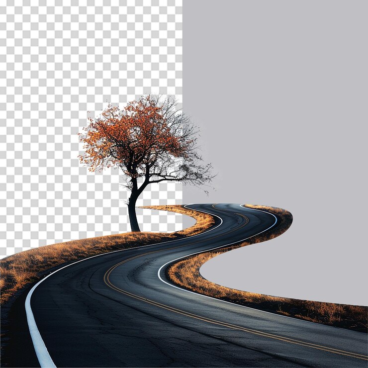 PSD road journey path png isolated on transparent background