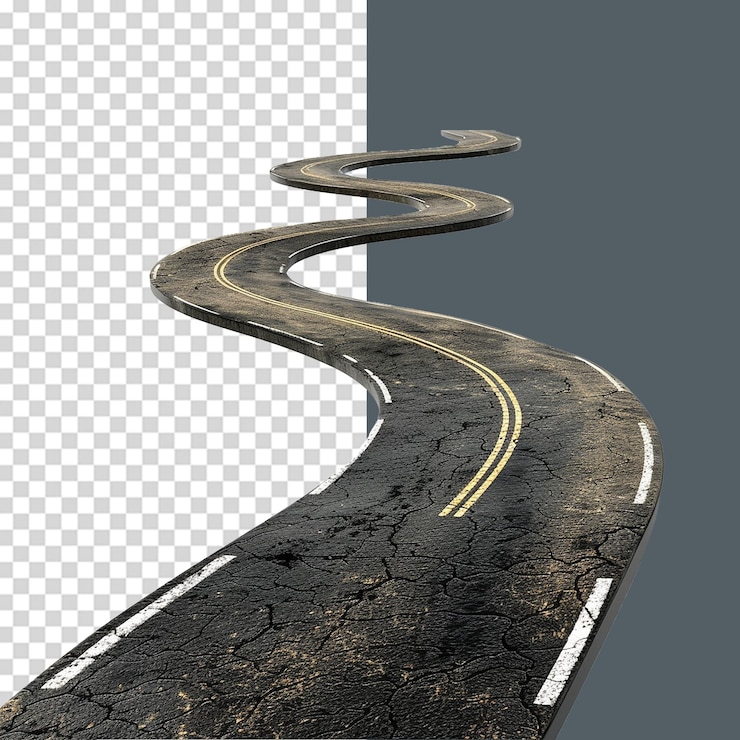 PSD road journey path png isolated on transparent background