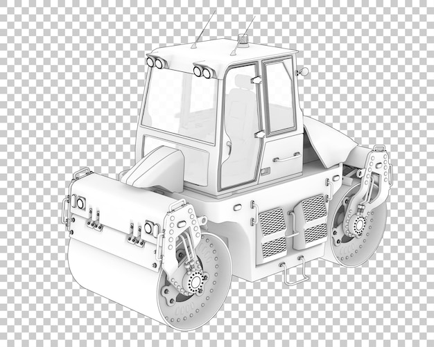 road roller on transparent background 3d rendering illustration