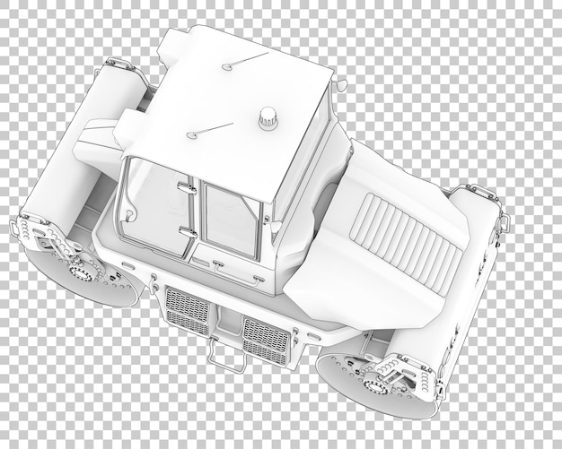 Road roller on transparent background 3d rendering illustration