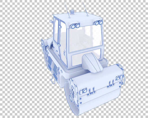 Road roller on transparent background 3d rendering illustration