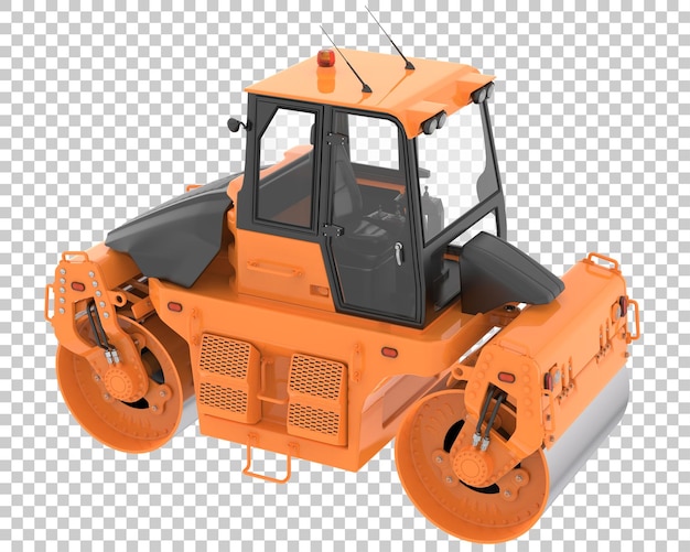 Road roller on transparent background 3d rendering illustration
