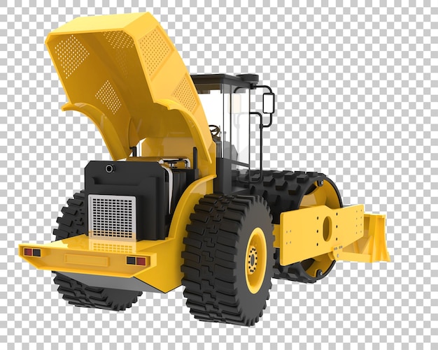 PSD road roller on transparent background 3d rendering illustration