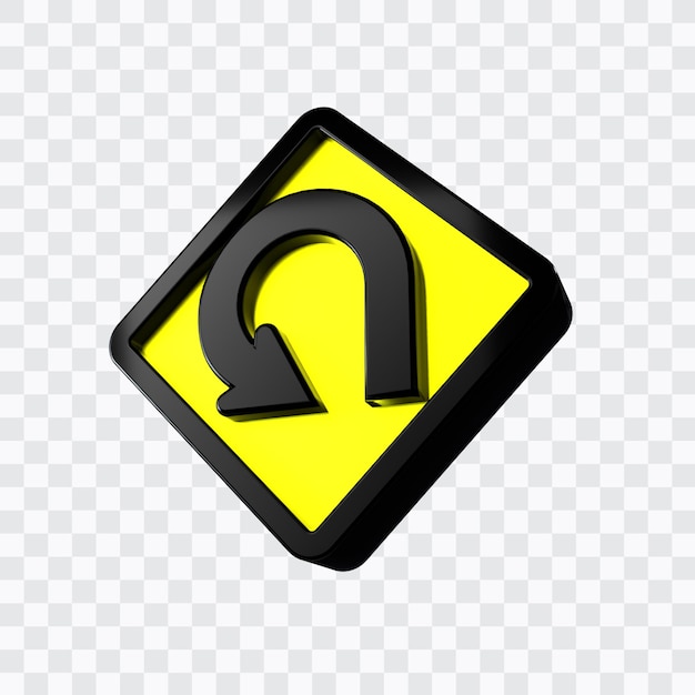 PSD road sign of 270 degree loop rendering isolated