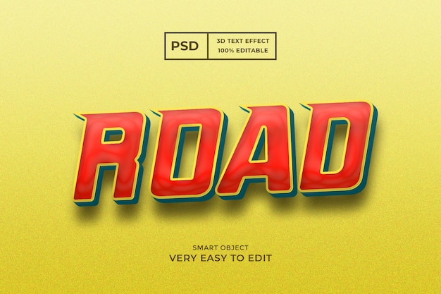 Road Speed bewerkbare mockup met 3D-tekststijleffect