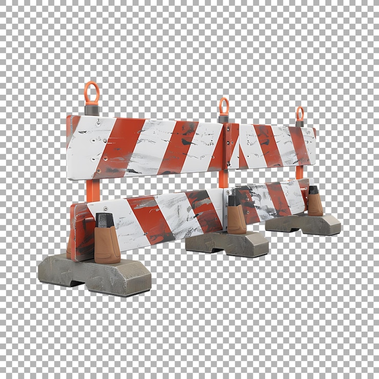 PSD road traffic barrier on transparent background ai generated
