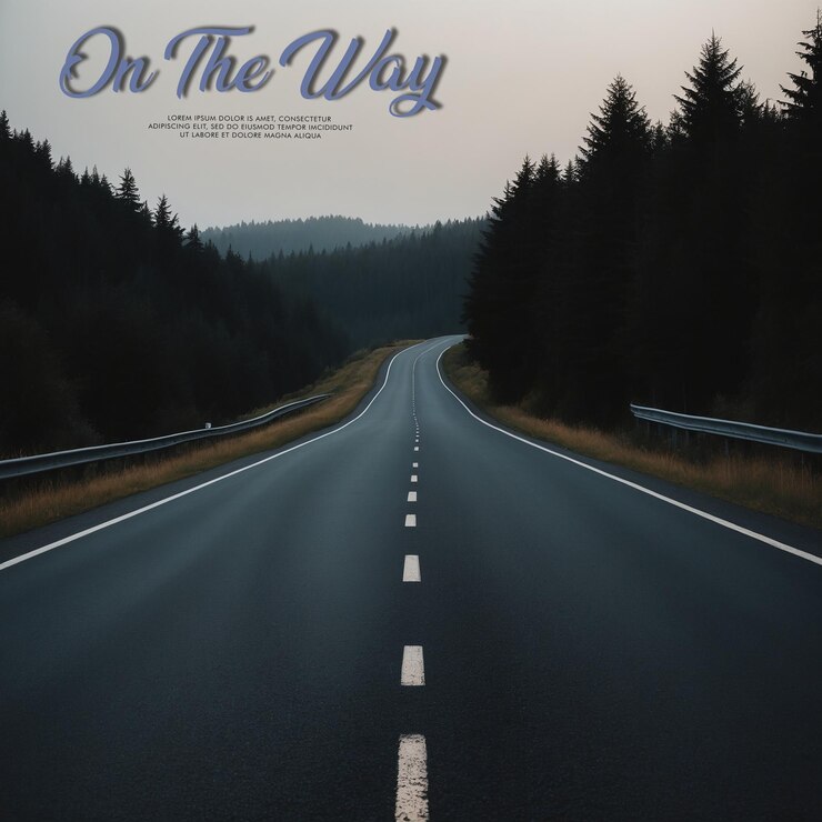 PSD a road with a picture of a road that says quot on the side quot