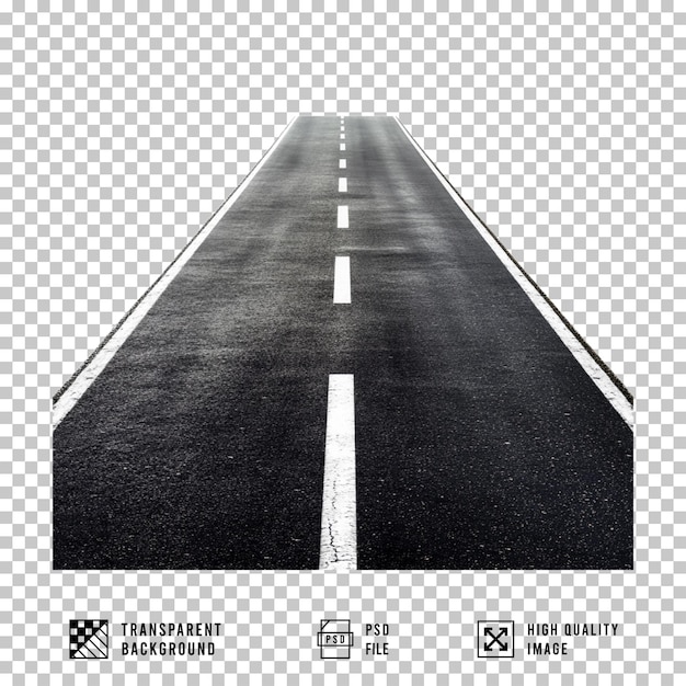 透明な背景に白い線が描かれた道路