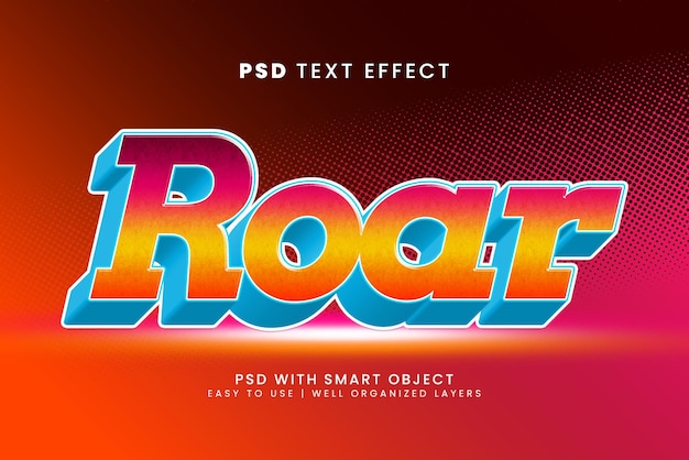 Roar editable 3d text effect with kids and cartoon text style