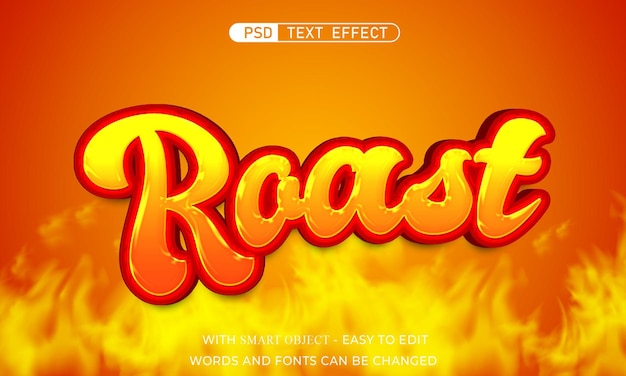 PSD roast bewerkbare tekst effect 3d stijl