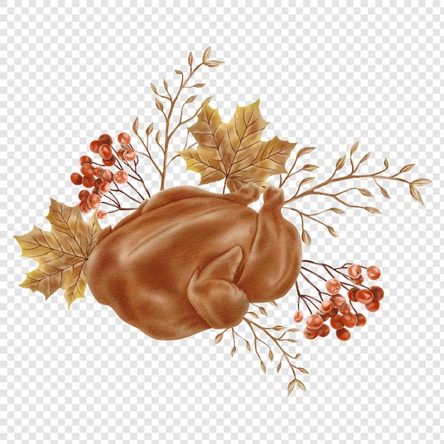 Roast turkey rustic fall autumn png clipart elements