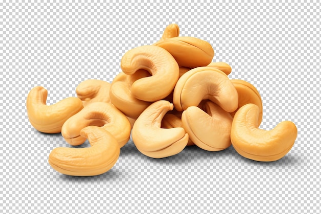 PSD roasted cashew nuts cutout on transparent