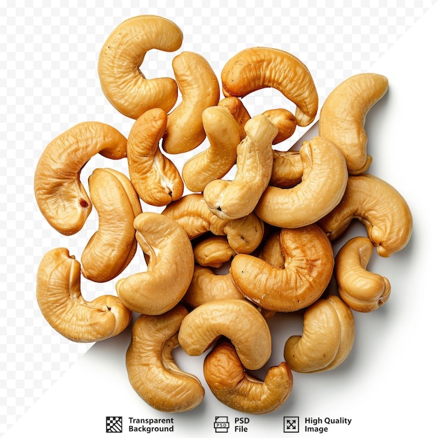 Roasted cashew nuts isolated on alpha layer isolated background