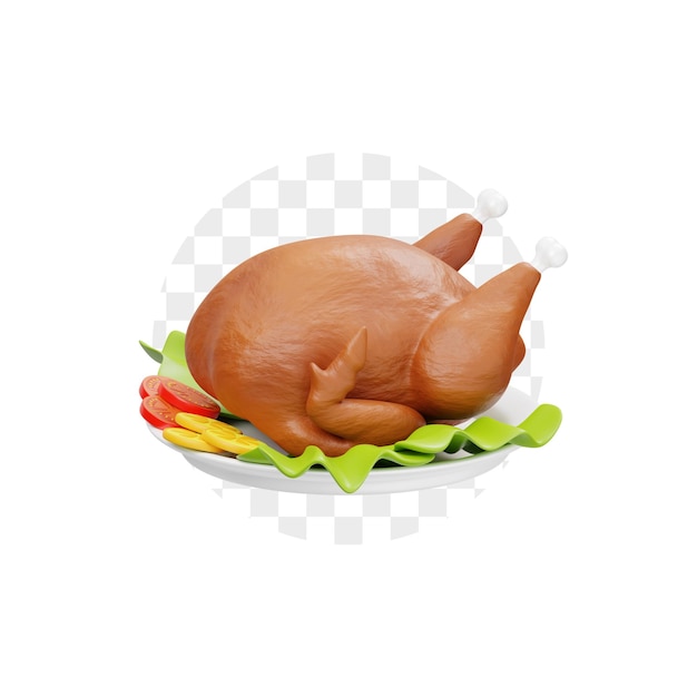 Roasted chicken 3d icon