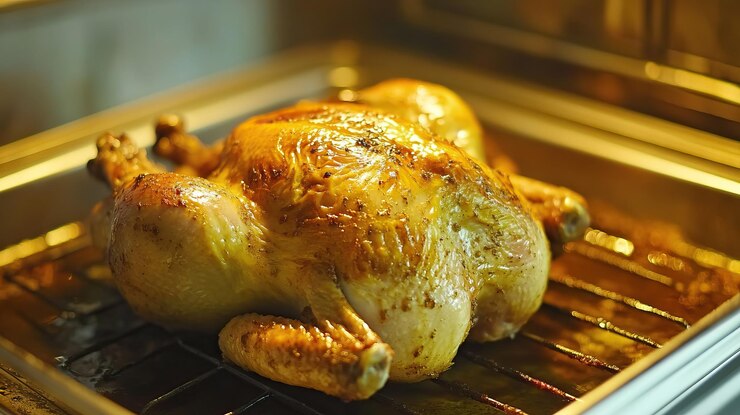 PSD roasted chicken in oven