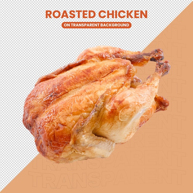 roasted chicken on transparent background in psd