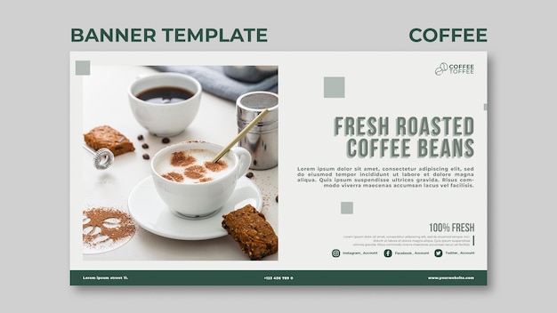 PSD roasted coffee beans banner template