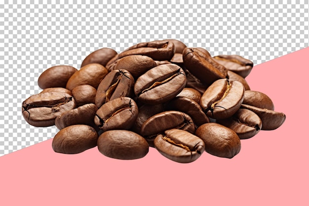 PSD roasted coffee beans. isolated object, transparent background