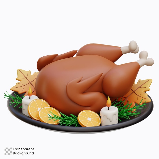 PSD roasted turkey 3d icon illustrations