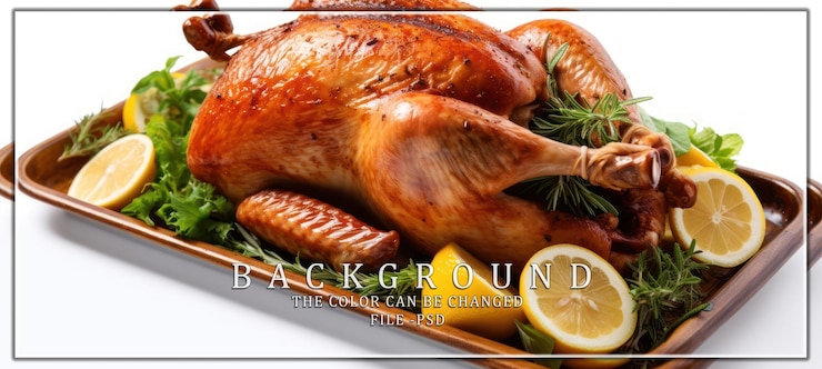 PSD roasted turkey with lemon and rosemary