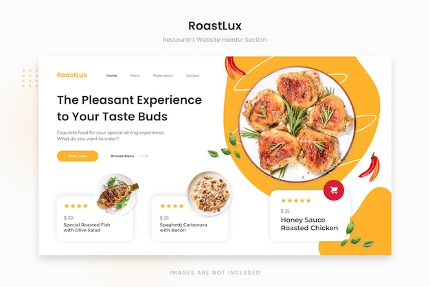 PSD roastlux elegant restaurant website hero section