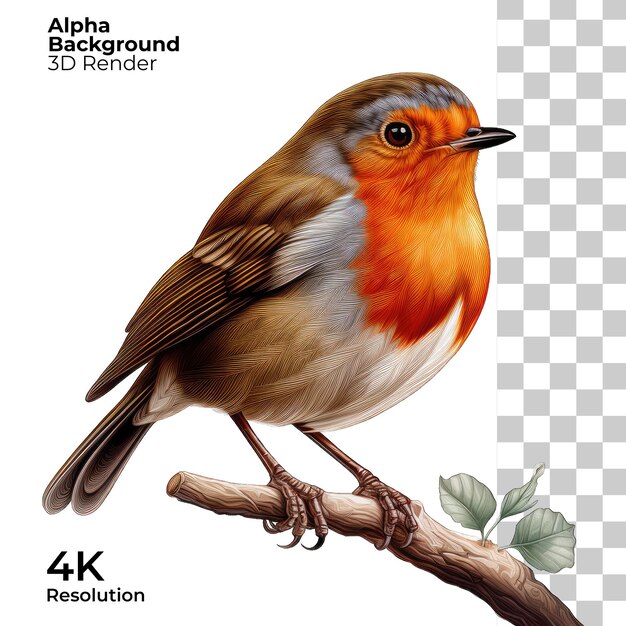 PSD robin bird on white background