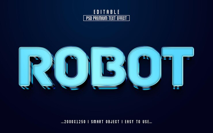 PSD robot 3d bewerkbare teksteffectstijl met premium achtergrond