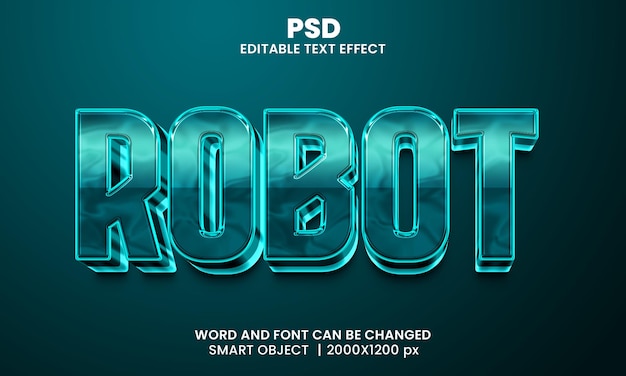 Робот 3d редактируемый текстовый эффект premium psd с фоном