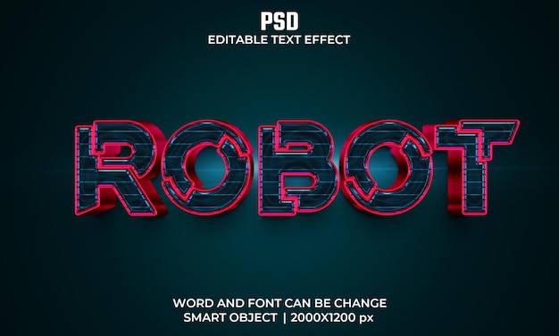로봇 3d 편집 가능한 텍스트 효과 프리미엄 Psd 배경
