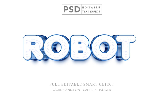Robot 3d efekt stylu tekstu szablon premium psd