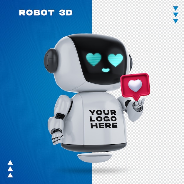 PSD robot 3d mockup in 3d rendering isolated